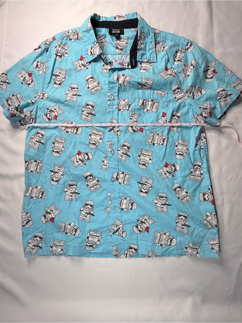 Star Wars Stormtrooper Print Short Sleeve Shirt - Light Blue Disney camp shirt